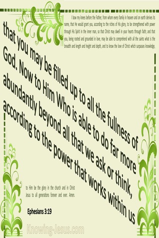 Ephesians 3:19 Filled To All The Fullness Of God (green)